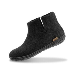 Glerups charcoal wool boot slipper with natural rubber sole, sz 40 (US 9)
